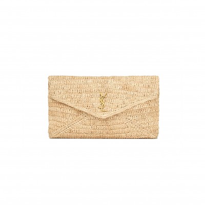 YSL CASSANDRE LARGE ENVELOPE POUCH IN RAFFIA 786074GAAEX2080 (29.5*18*4.5cm)